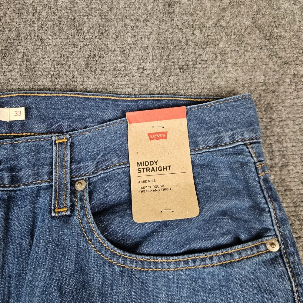 Levis Middy Straight Jeans Blue Mid Rise Denim Pants 33x30 A4690-8003 NWT